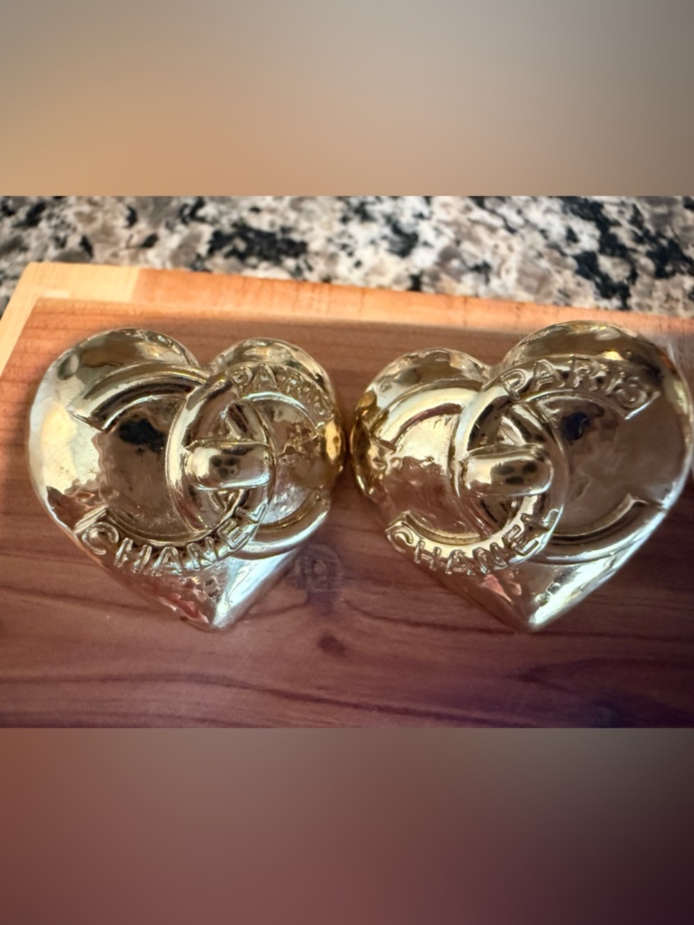 Chanel 22B Gold Heart CC Turnlock earrings